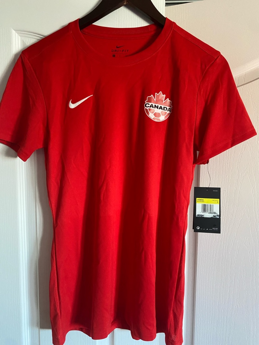 Nike Red Canada Soccer Tee with White Swoosh Dri-fit